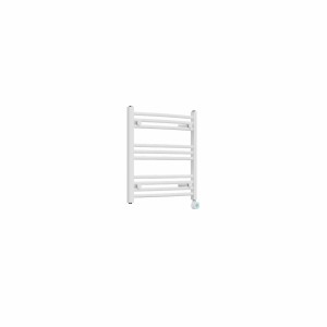 Fjord 600 x 600mm Curved White Thermostatic Touch Control Wifi Electric Heated Towel Rail