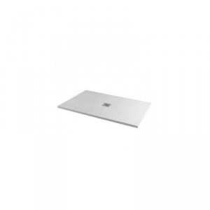 Aqua - Ice White Slate Effect Rectangle Shower Tray - 1200 x 800mm - Includes Fast Flow Grill Waste