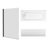 Rivington 1600 x 700mm Straight Bath Single Ended with Front Panel and Square Black Bath Screen