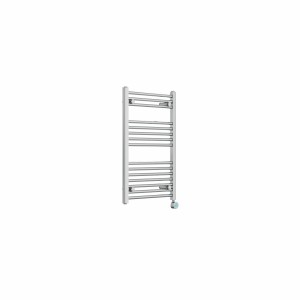 Bergen 800 x 500mm Straight Chrome Thermostatic Touch Control Electric Heated Towel Rail