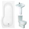 RAK Tonique Close Coupled Closed Back Modern Bathroom Suite with P-Shape Shower Bath - Right Hand - 1675mm