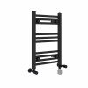 Bergen 600 x 400mm Dual Fuel Straight Black Thermostatic Electric Heated Towel Rail