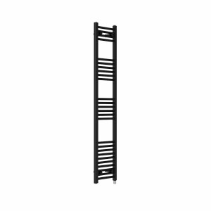 Bergen 1600 x 300mm Straight Black Prefilled Electric Heated Towel Rail