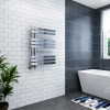 Koli 800 x 600mm Chrome Flat Designer Bathroom Heated  Towel Rail Radiator 
