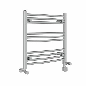 Fjord 600 x 600mm Dual Fuel Curved Chrome Thermostatic Electric Heated Towel Rail