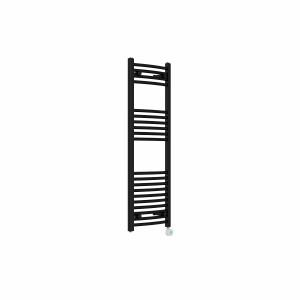 Fjord 1200 x 400mm Curved Black Thermostatic Touch Control Electric Heated Towel Rail