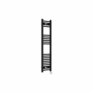 Bergen 1200 x 300mm Straight Black Thermostatic Touch Control Electric Heated Towel Rail