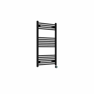 Bergen 1000 x 600mm Straight Black Thermostatic Touch Control Electric Heated Towel Rail