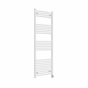 Fjord 1600 x 600mm Curved White Thermostatic Touch Control Electric Heated Towel Rail