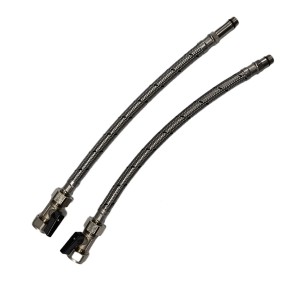 12mm x 1/2" Pair Flexible Tap Connectors with Isolation Valve 300mm - WRAS Approved
