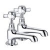 Lincoln Traditional Crosshead Bath Pillar Taps - Chrome and White