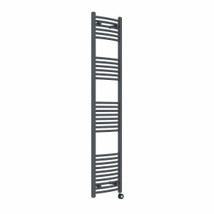 Fjord 1800 x 400mm Curved Anthracite Thermostatic Touch Control Wifi Electric Heated Towel Rail