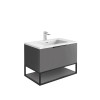 Reid 800mm LED Vanity Unit, Smooth White Basin with Black Frame and Shelf - Matt Grey
