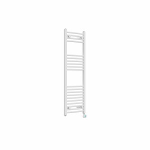 Fjord 1200 x 400mm Curved White Thermostatic Touch Control Electric Heated Towel Rail
