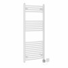 Fjord 1200 x 500mm Curved White HEC Thermostatic Electric Heated Towel Rail