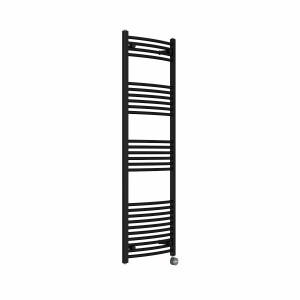 Fjord 1600 x 500mm Curved Black Thermostatic Touch Control Electric Heated Towel Rail