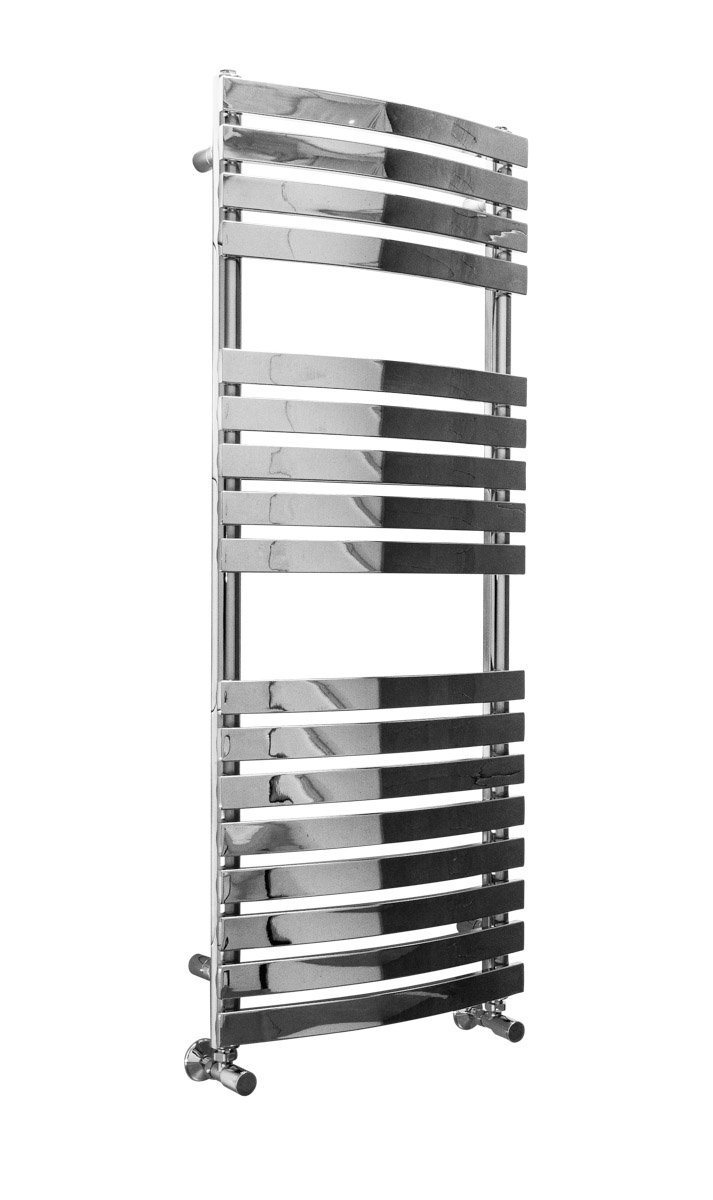 Boden 1200 x 500mm Curved Chrome Flat Panel Heated Towel Rail