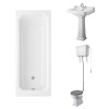 Wellington High Level Comfort Height Toilet with Grey Seat & 560mm 1 Tap Hole Basin with 1700 x 750mm Traditional Straight Bath Single Ended
