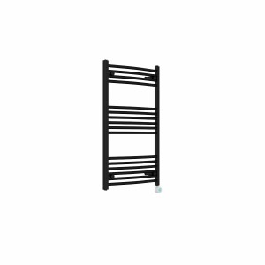 Fjord 1000 x 600mm Curved Black Thermostatic Touch Control Electric Heated Towel Rail