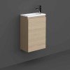 RAK-Joy 400mm One Door Wall Hung Vanity Unit With Slim Basin - Scandinavian Oak