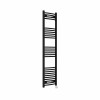 Fjord 1600 x 400mm Curved Black Thermostatic Touch Control Electric Heated Towel Rail