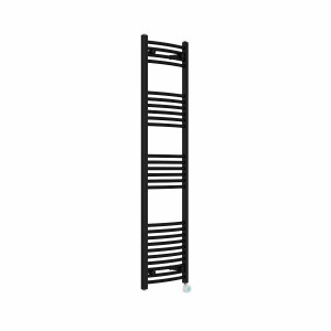 Fjord 1600 x 400mm Curved Black Thermostatic Touch Control Electric Heated Towel Rail