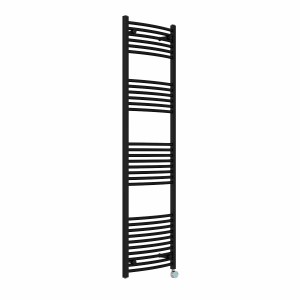 Fjord 1800 x 500mm Curved Black Thermostatic Touch Control Electric Heated Towel Rail