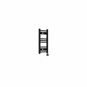 Fjord 600 x 300mm Curved Black Thermostatic Touch Control Electric Heated Towel Rail