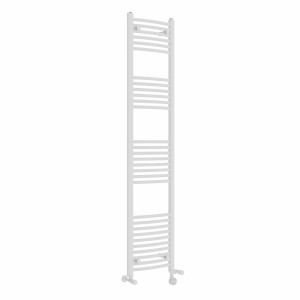 Fjord 1800 x 400mm Dual Fuel Curved White Thermostatic Electric Heated Towel Rail