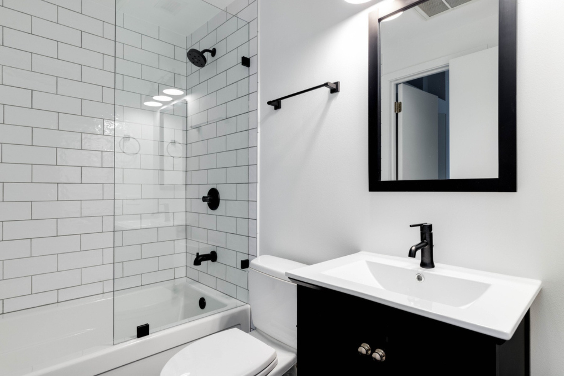 Black Bathroom With All Black Features