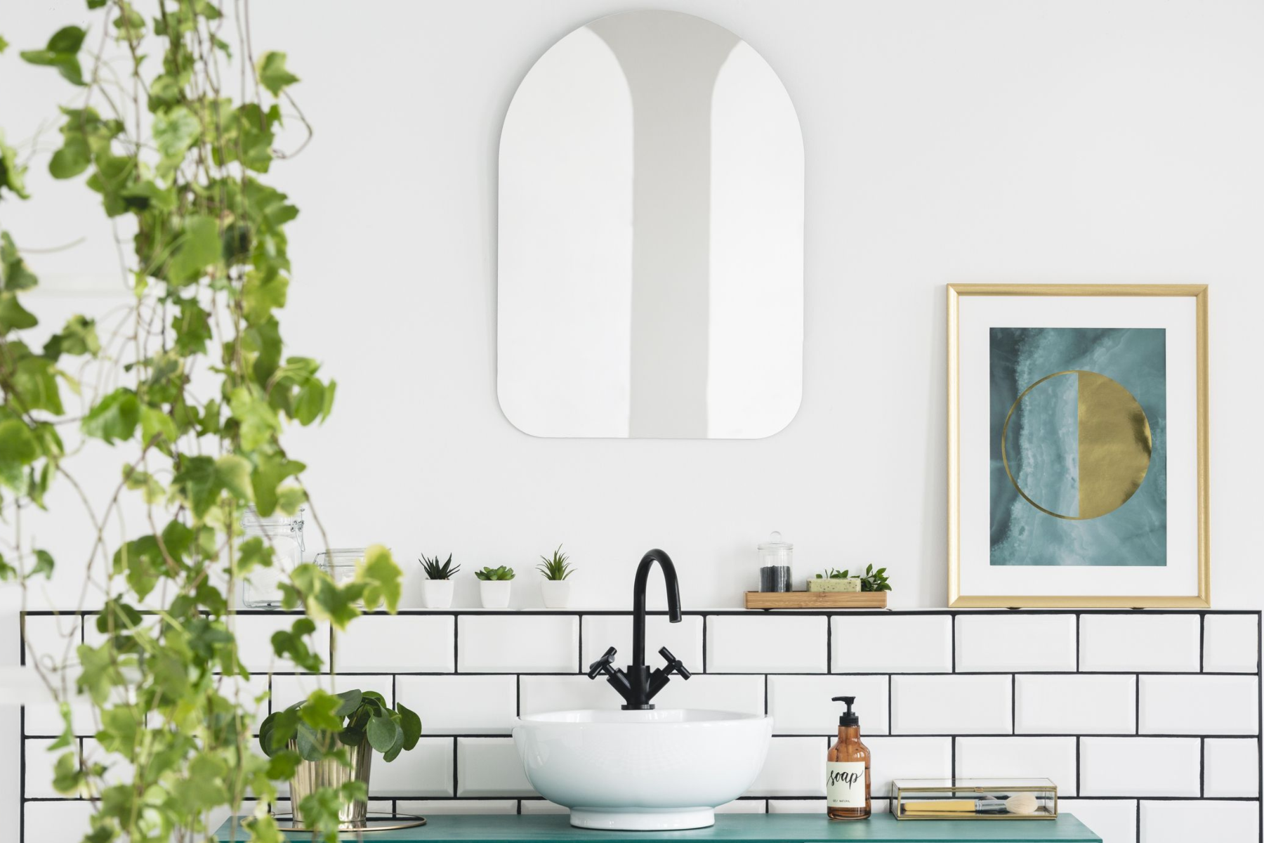 Contempary Styled Bathroom With Plant Feautre Pieces