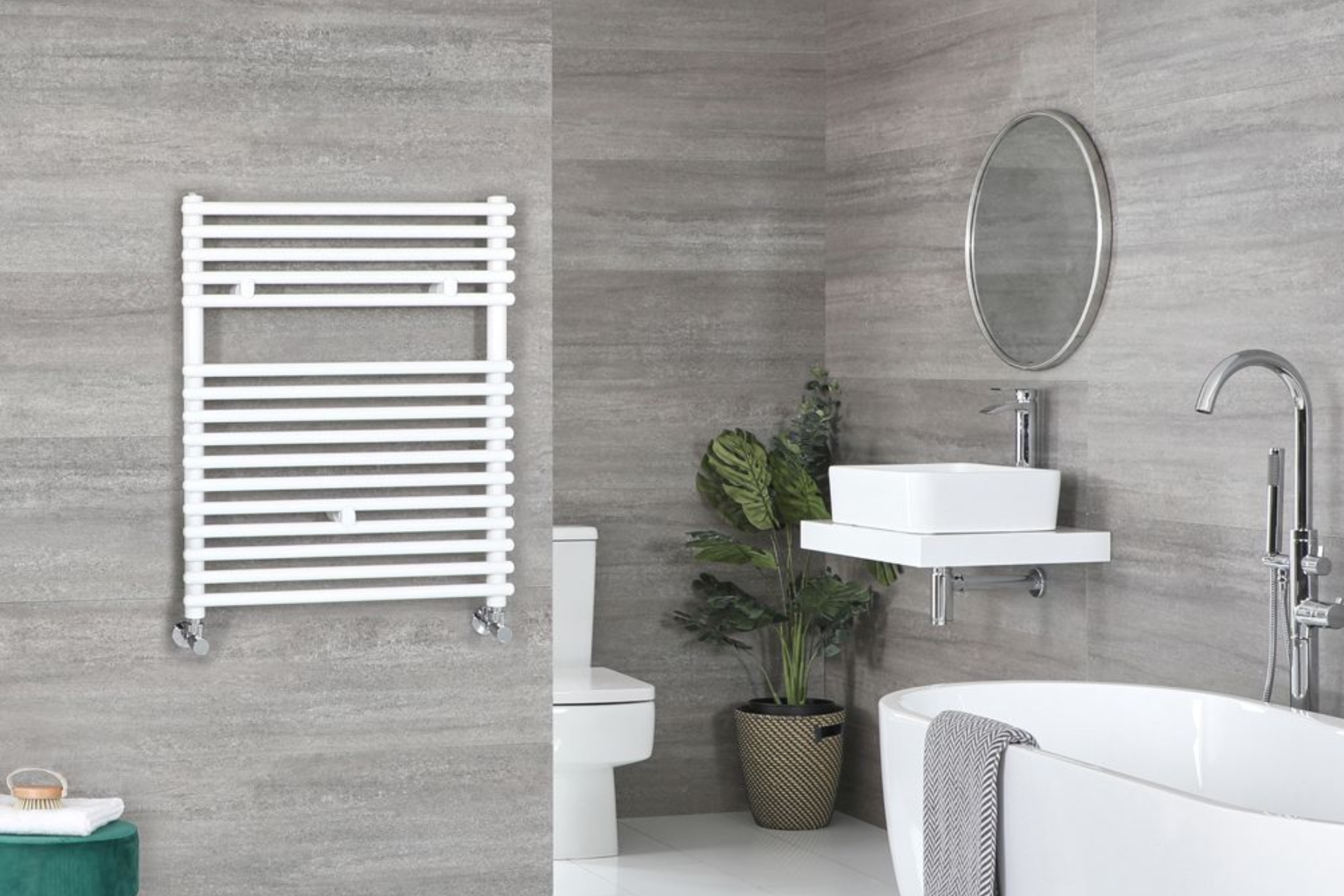 Designer Towel Radiator In Full Bathroom Setting