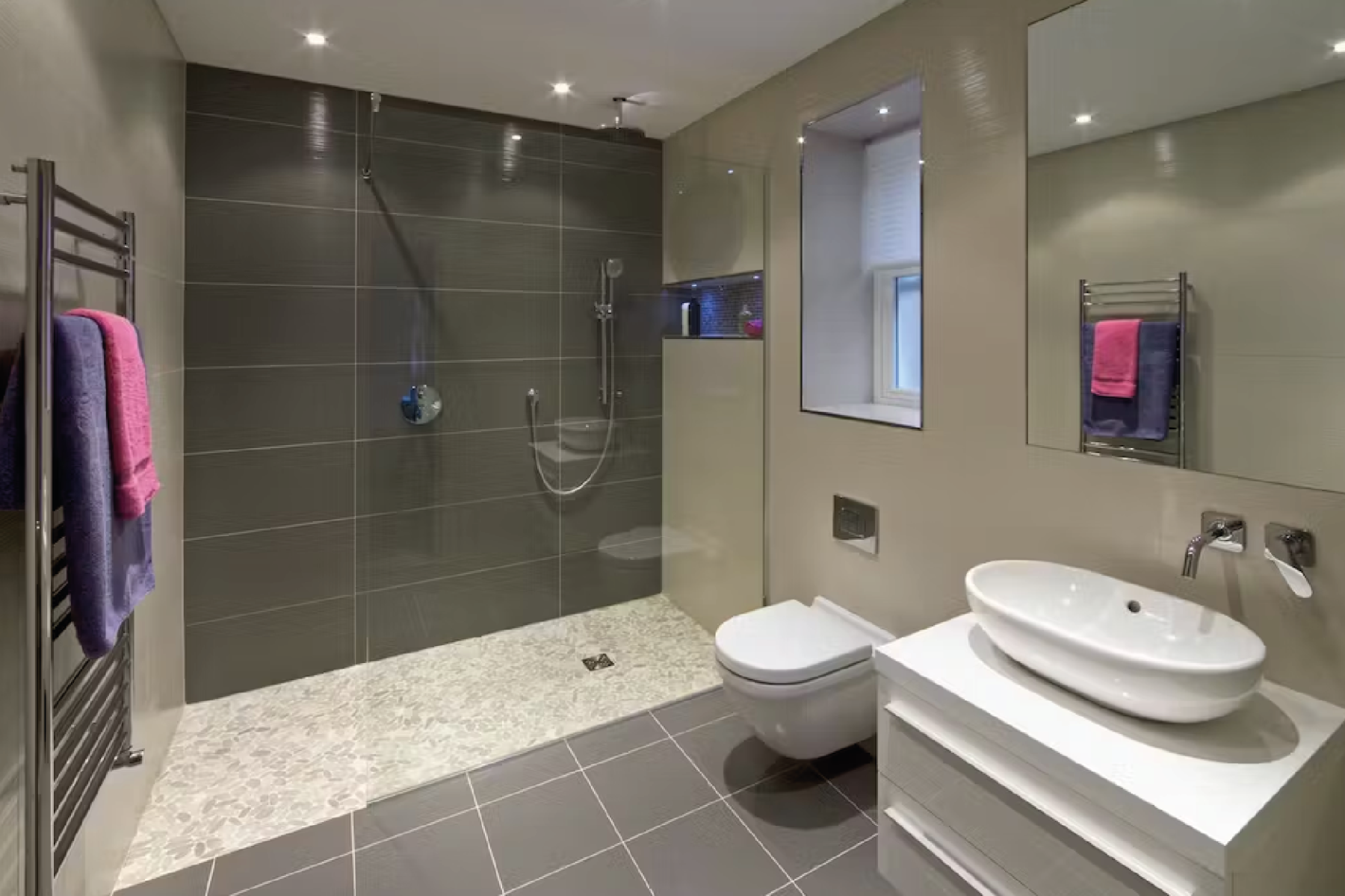 Full Bathroom Featuring Wet Room In Open Plan Bathroom