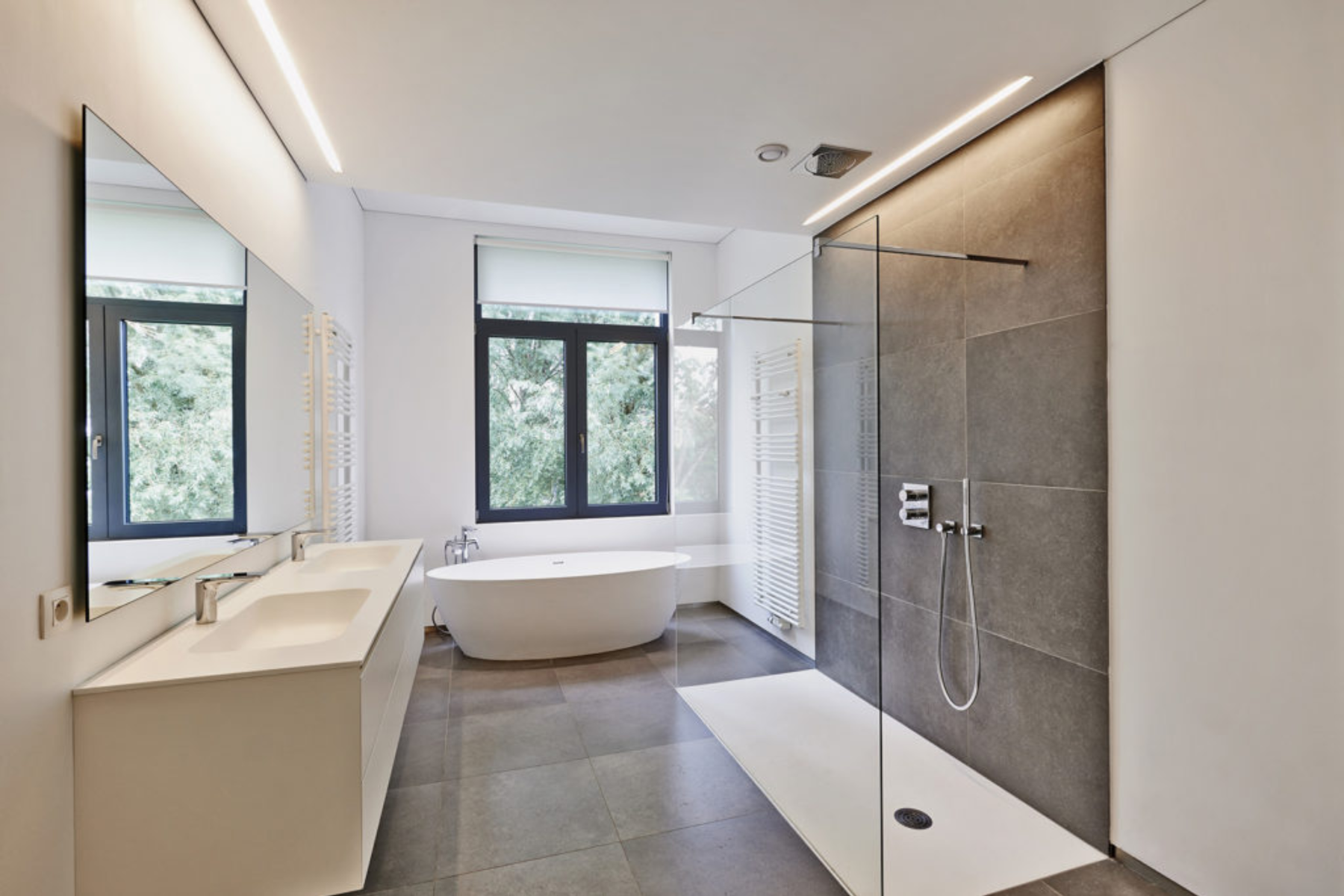 Modern Bathroom With Feature Shower Tray Wet Room