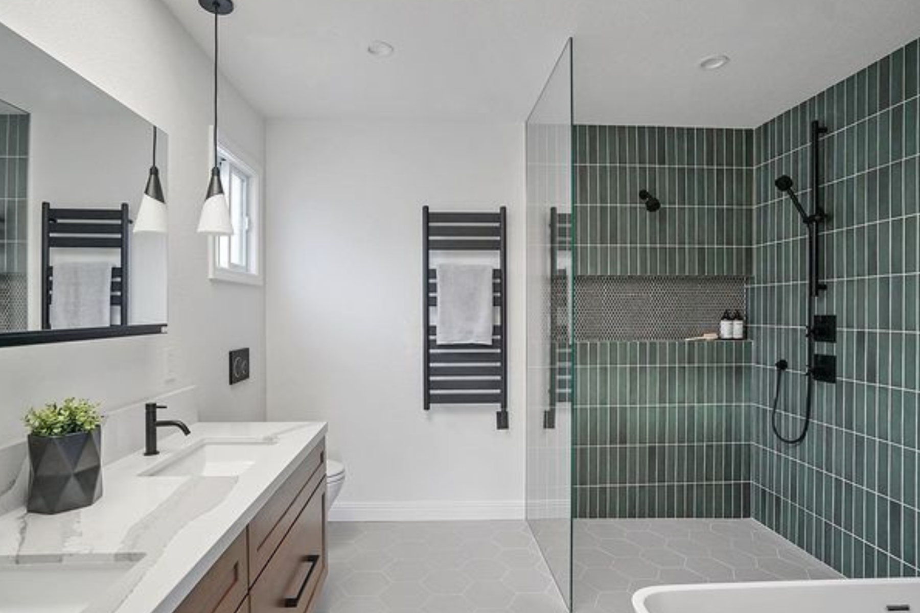 Modern Wet Room Facility With Matt Black Shower Piece