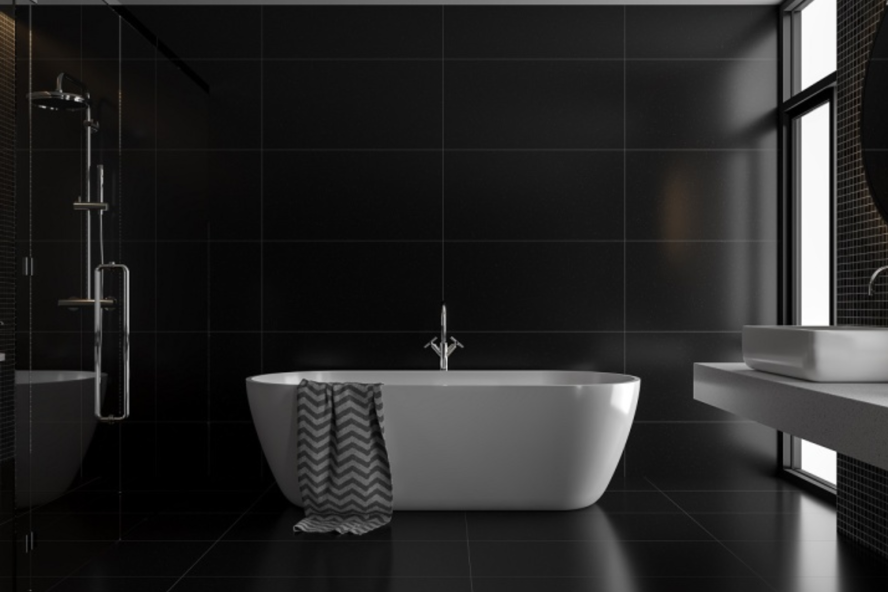 Solid Colour Black Bathroom