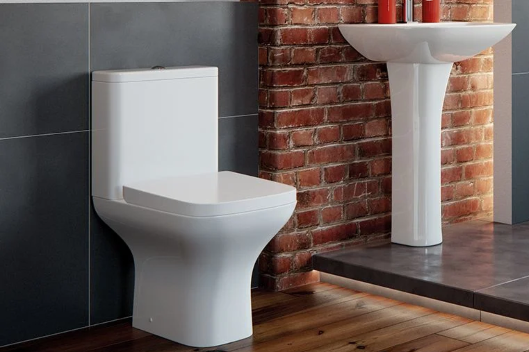 Toliet Seat In Modern Bathroom With Sink