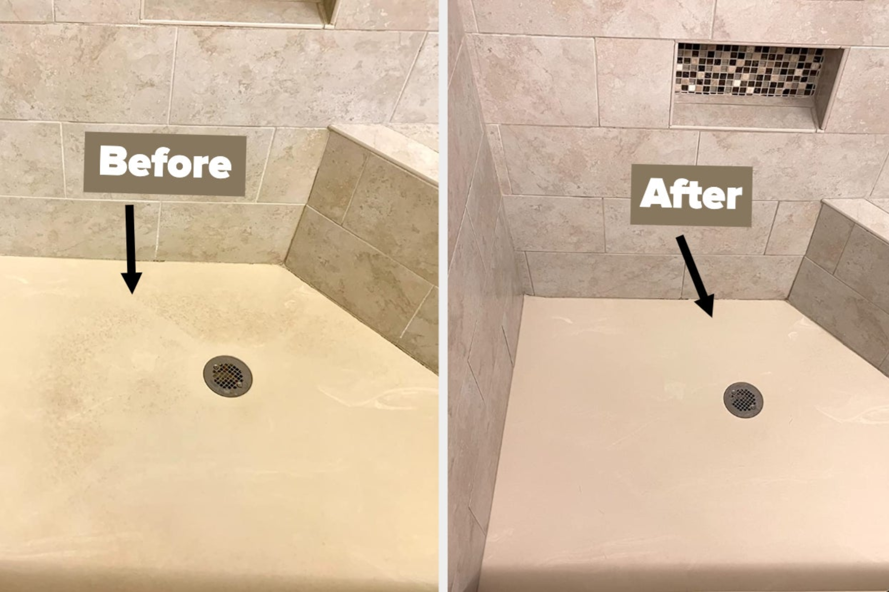 Before And After Of Shower Tray Getting Cleaned