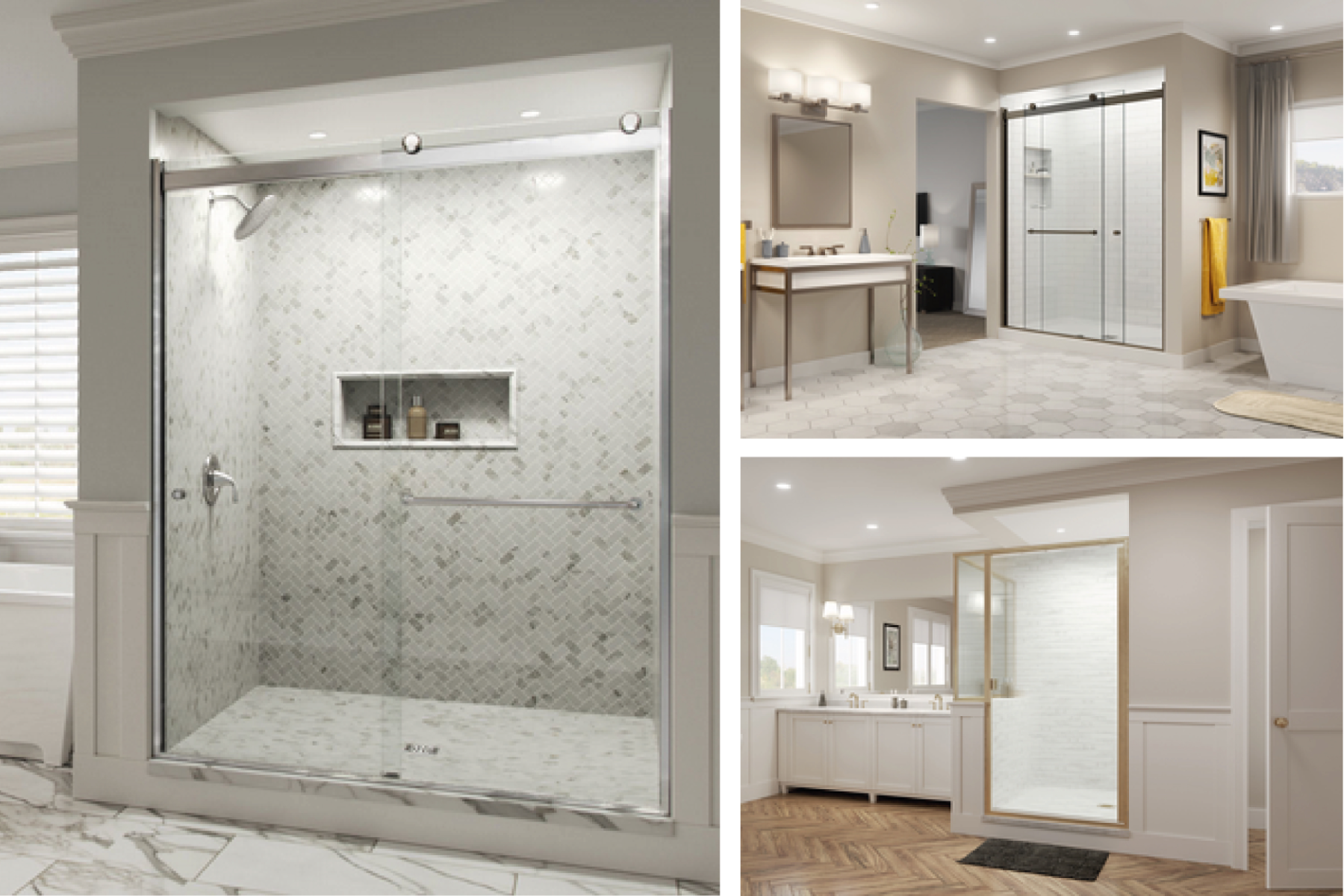 Framed Shower Enclosures In Different Bathroom Setting