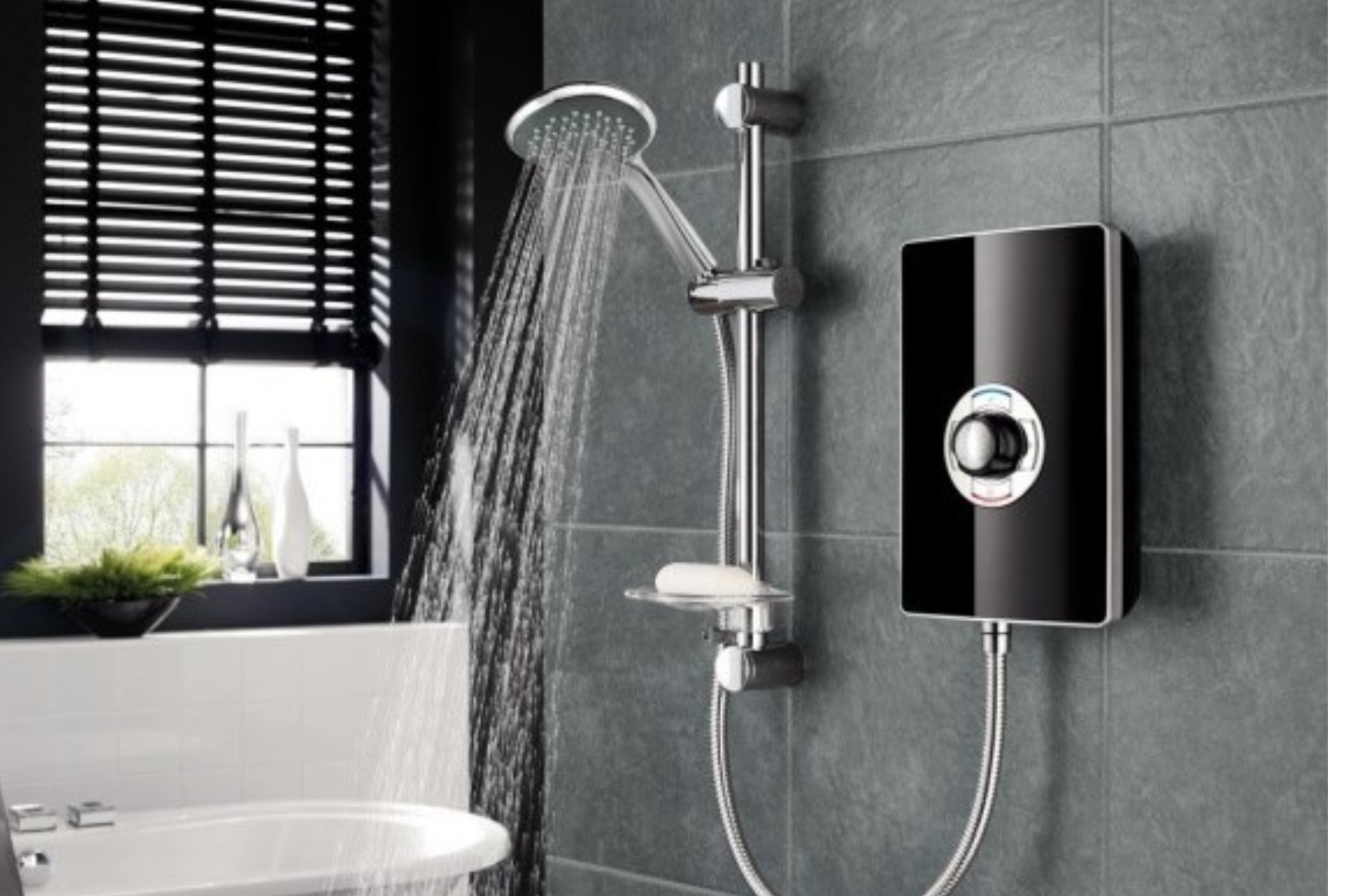 Modern Shower System In Bathroom Mounted Onto Wall