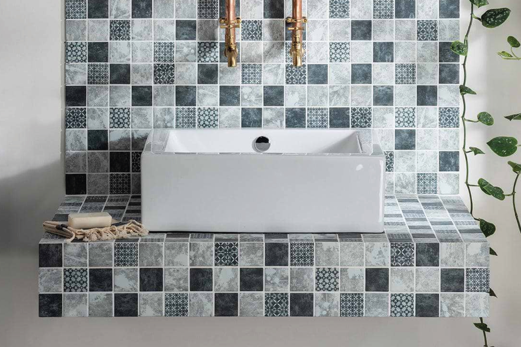 Patterned Style Tiled Modern Bathroom Space
