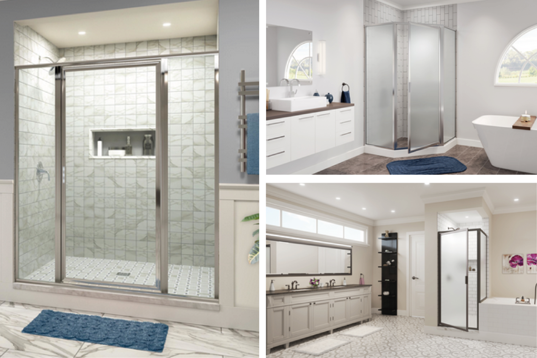 Frameless Shower Enclosures In Different Modern Bathroom Setting