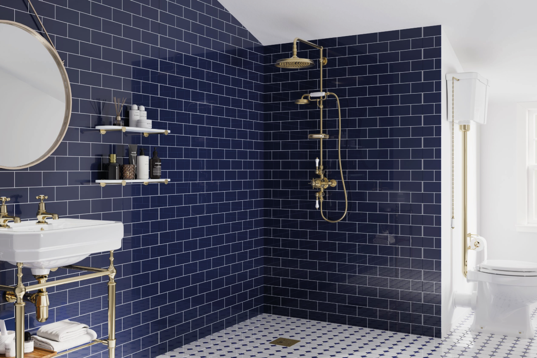 Subway Style Tiled Traditional Bathroom Space