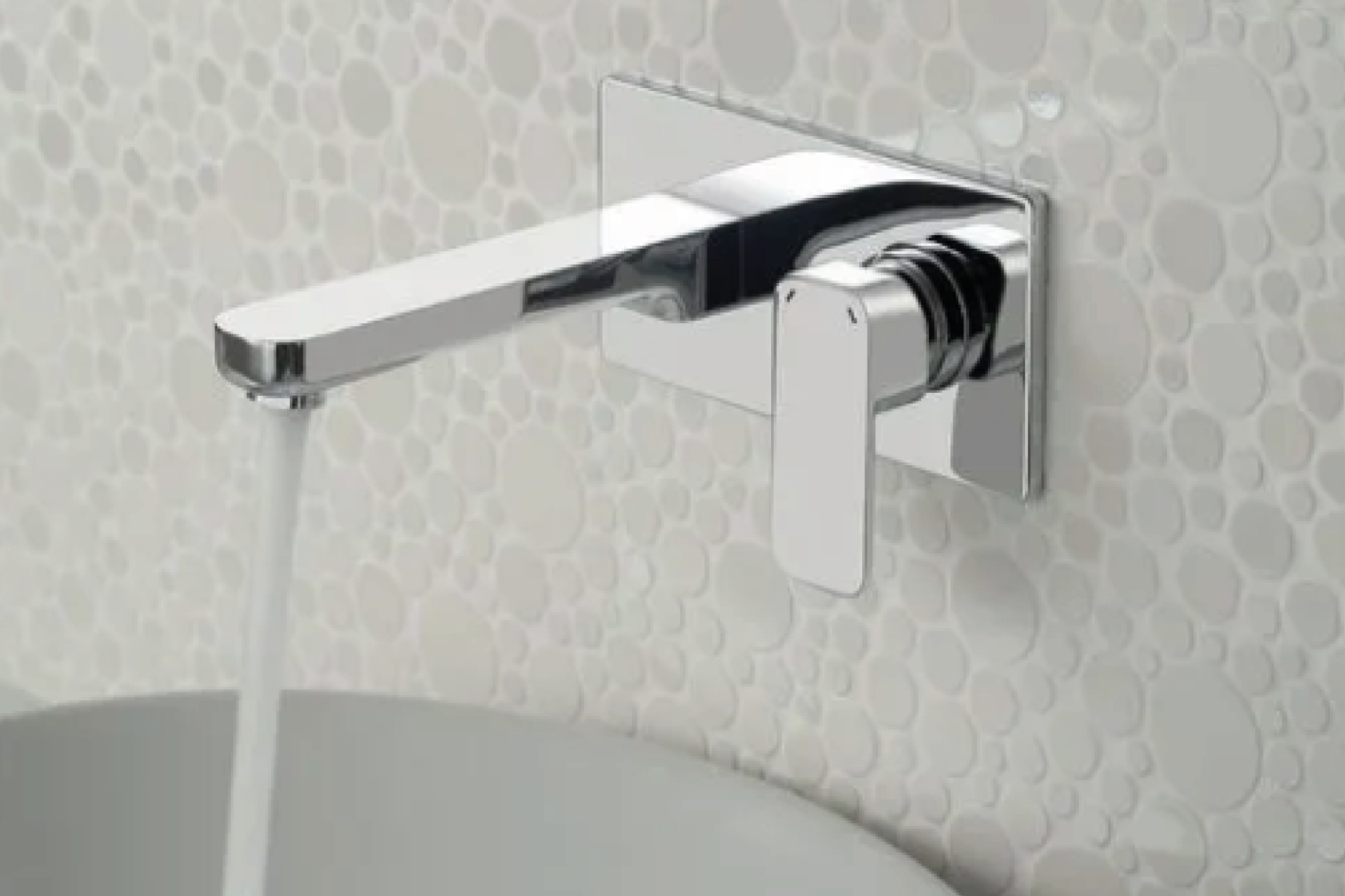 Wall Mounted Running Tap On Tiled Wall